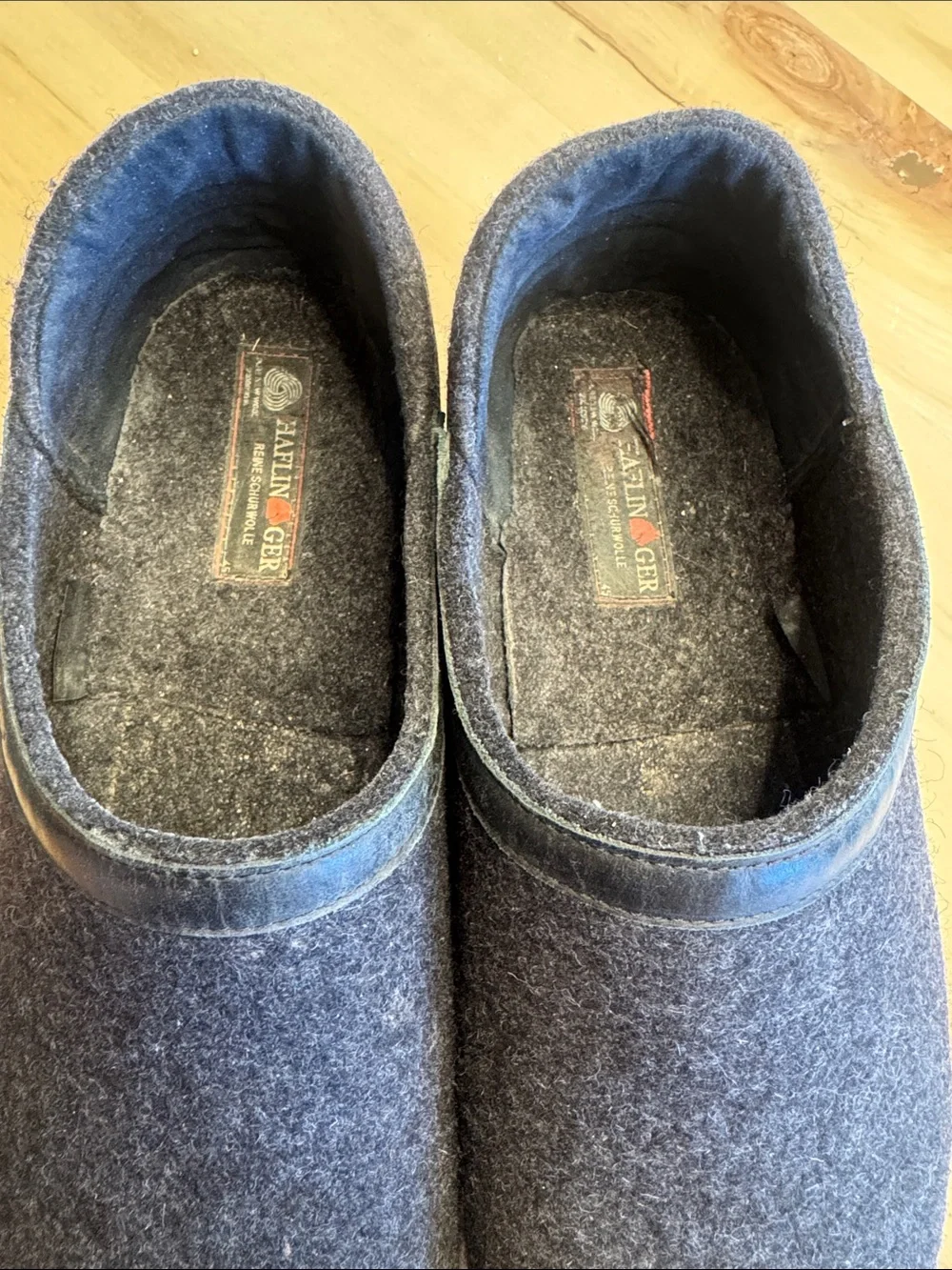 Haflinger Charcoal Wool with Black Leather Trim 45 US men’s 12